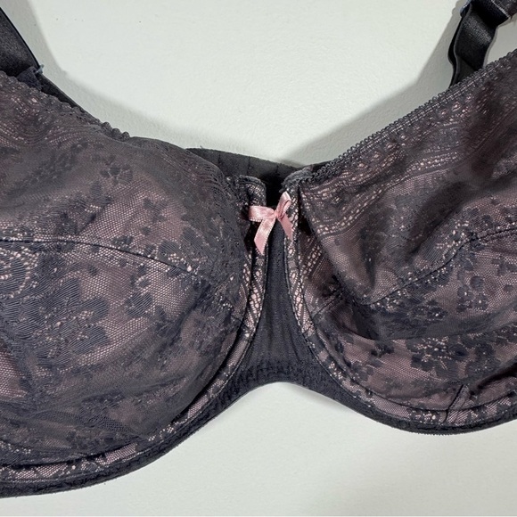Rosa Faia Fleur Underwire Bra 44E Grey Pink Lace Overlay Anita Lingerie EUC - Picture 4 of 12